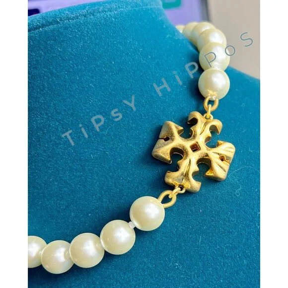 Tory Burch Roxanne Gold and Pearl Choaker Necklace - Picture 3 of 5